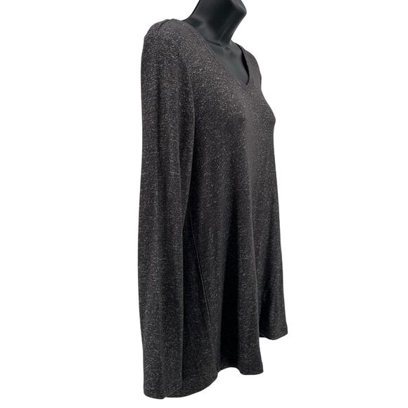 NZT Nic + Zoe Sweet Dreams Heathered Top WMNS S Gray V-Neck Pullover Long Sleeve - Picture 4 of 9